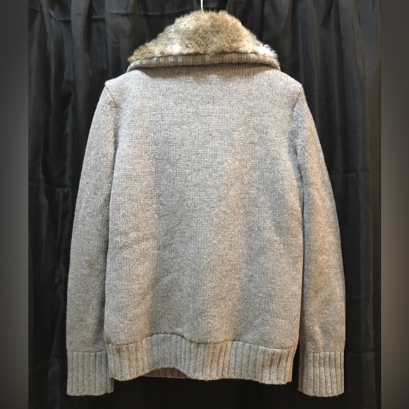 Tommy Hilfiger - Wool Blend Faux Fur Lined Knit Cardigan Fair Isle Print - M - Picture 2 of 11